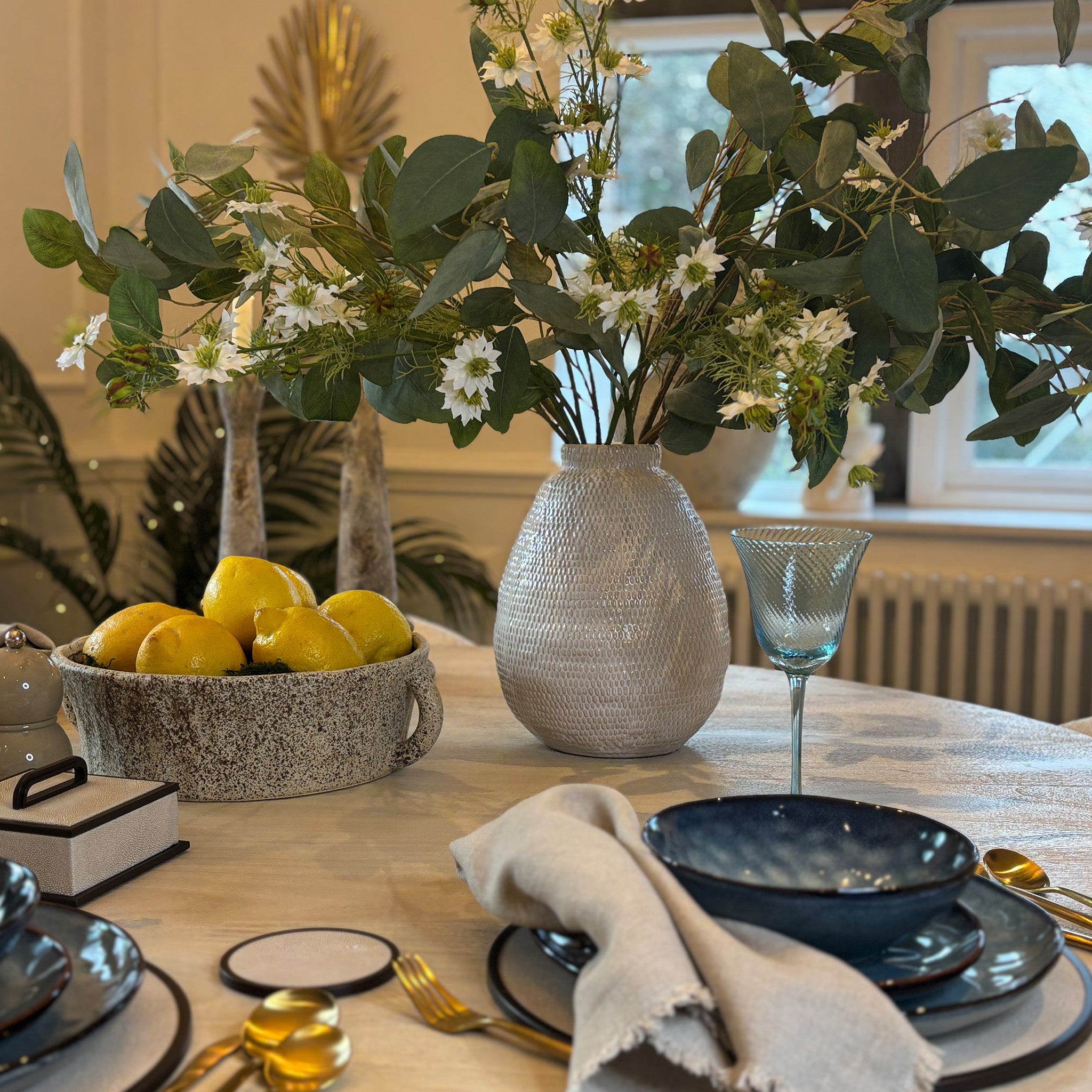 Stoneware Blue Bowls - Set of 4